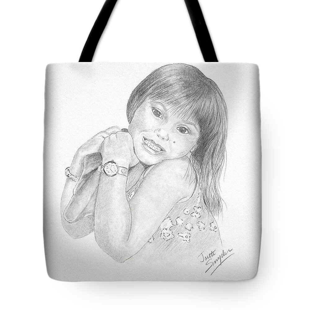 Portrait Drawings Tote Bag featuring the drawing Little Bella by Joette Snyder