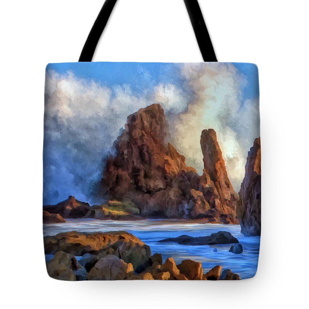 Southern California Coast Tote Bag featuring the painting Little Corona by Michael Pickett