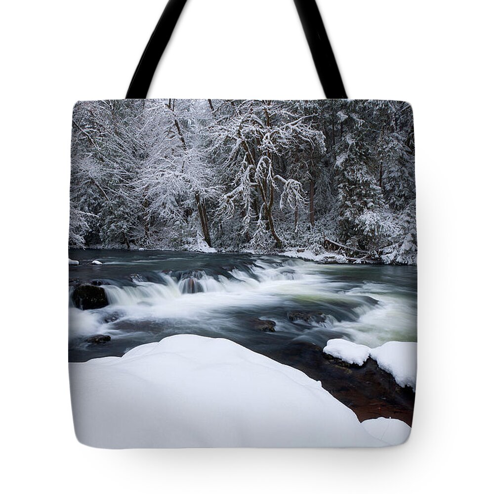 Little Fall Creek Tote Bag featuring the photograph Little Fall Creek Winter by Andrew Kumler