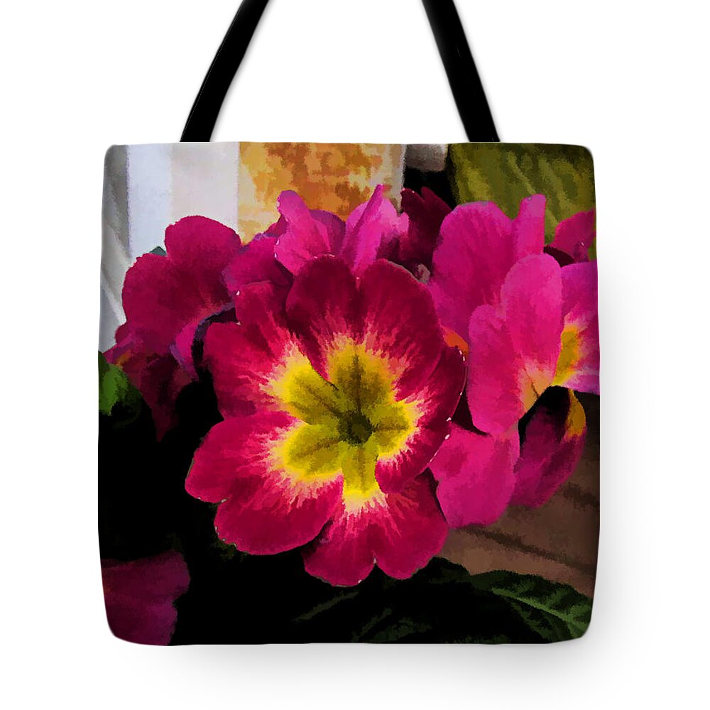 Ron Roberts Tote Bag featuring the photograph Little Primrose flowers by Ron Roberts