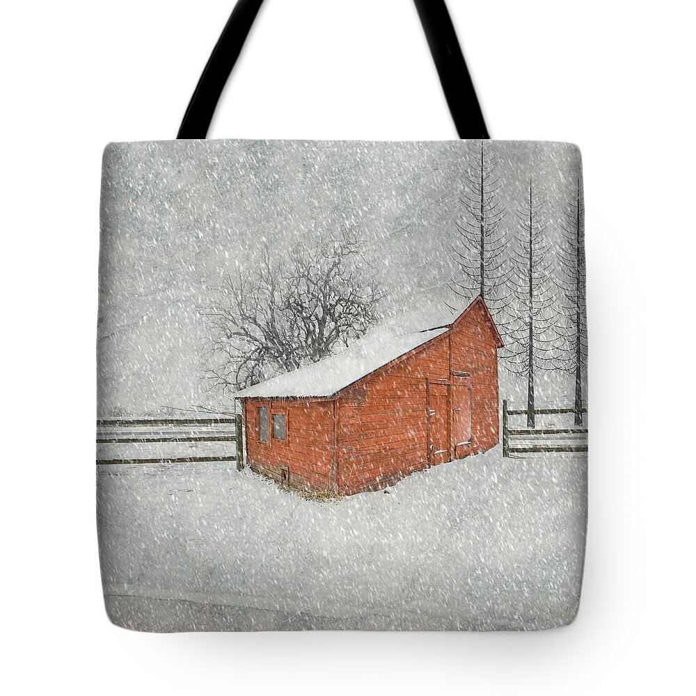 Red Barn Tote Bag featuring the photograph Little Red Barn by Juli Scalzi