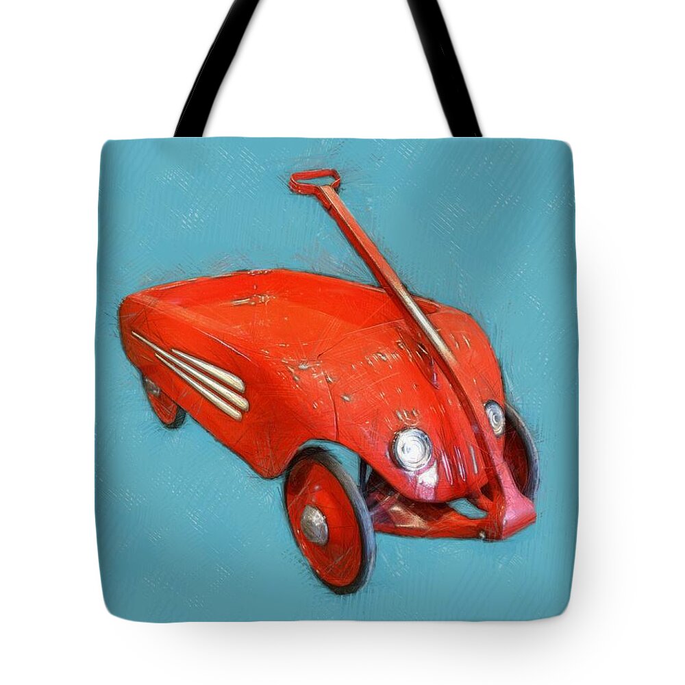 Wagon Tote Bag featuring the photograph Little Red Wagon by Michelle Calkins