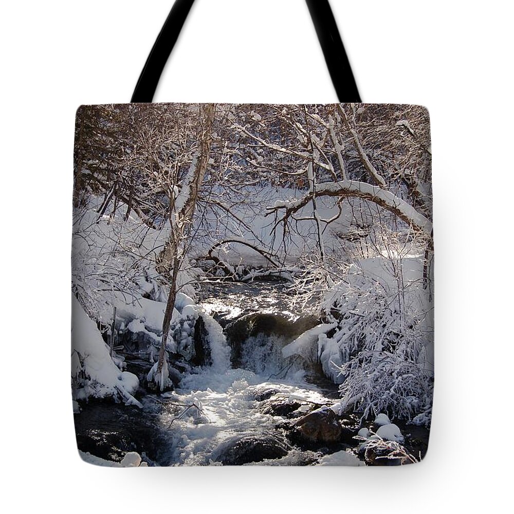 Dakota Tote Bag featuring the photograph Little Spearfish Creek in Snow by Greni Graph