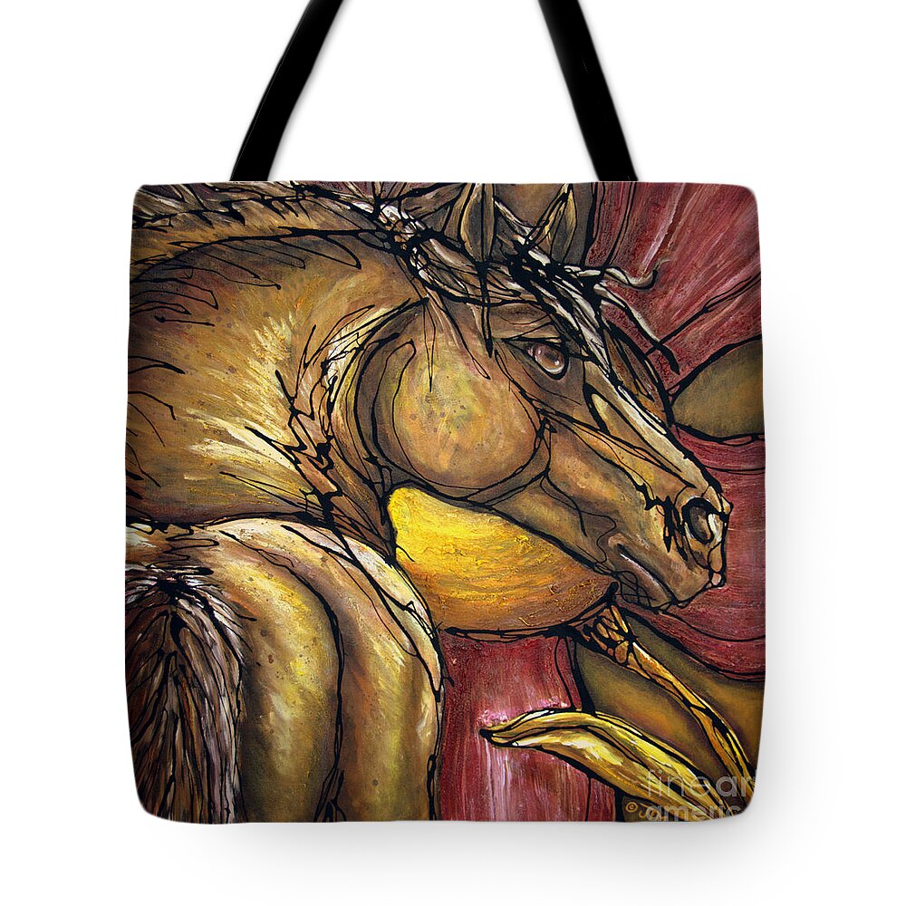 Horse Tote Bag featuring the painting Live Again by Jonelle T McCoy