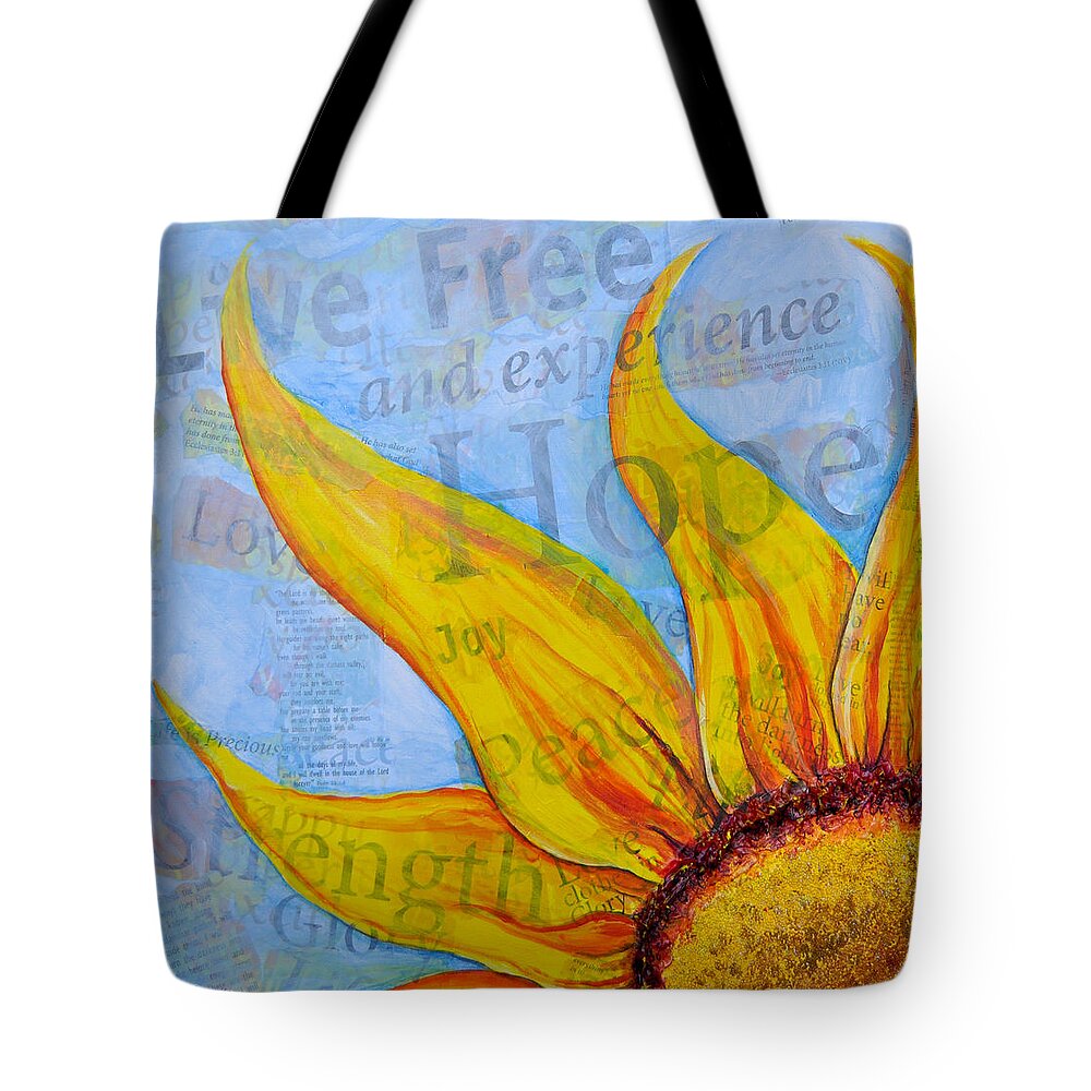 Sunflower Tote Bag featuring the painting Live Free by Lisa Jaworski