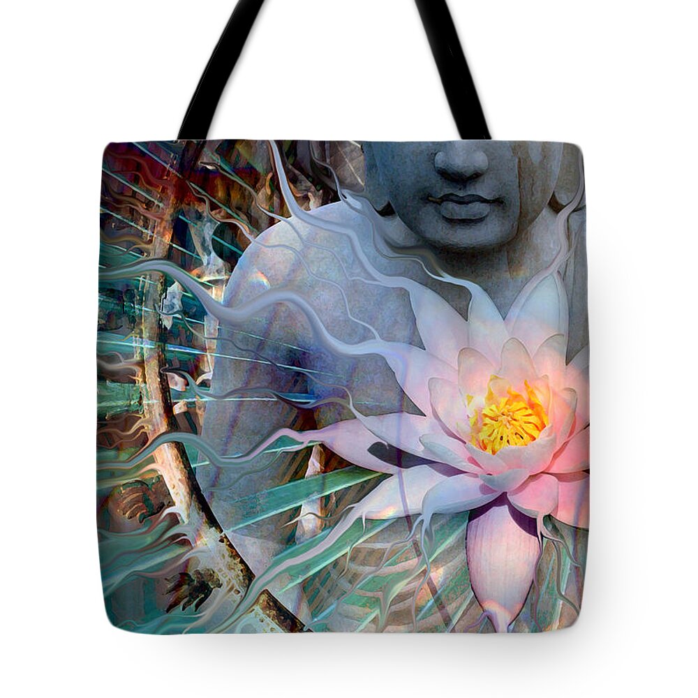 Buddha Tote Bag featuring the painting Living Radiance by Christopher Beikmann