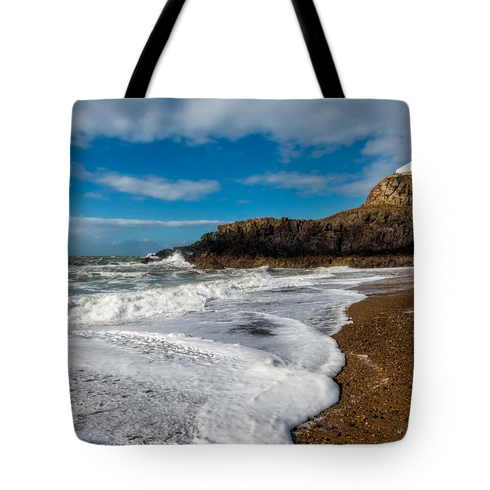 Lighthouse Tote Bag featuring the photograph Llanddwyn Island Lighthouse by Adrian Evans