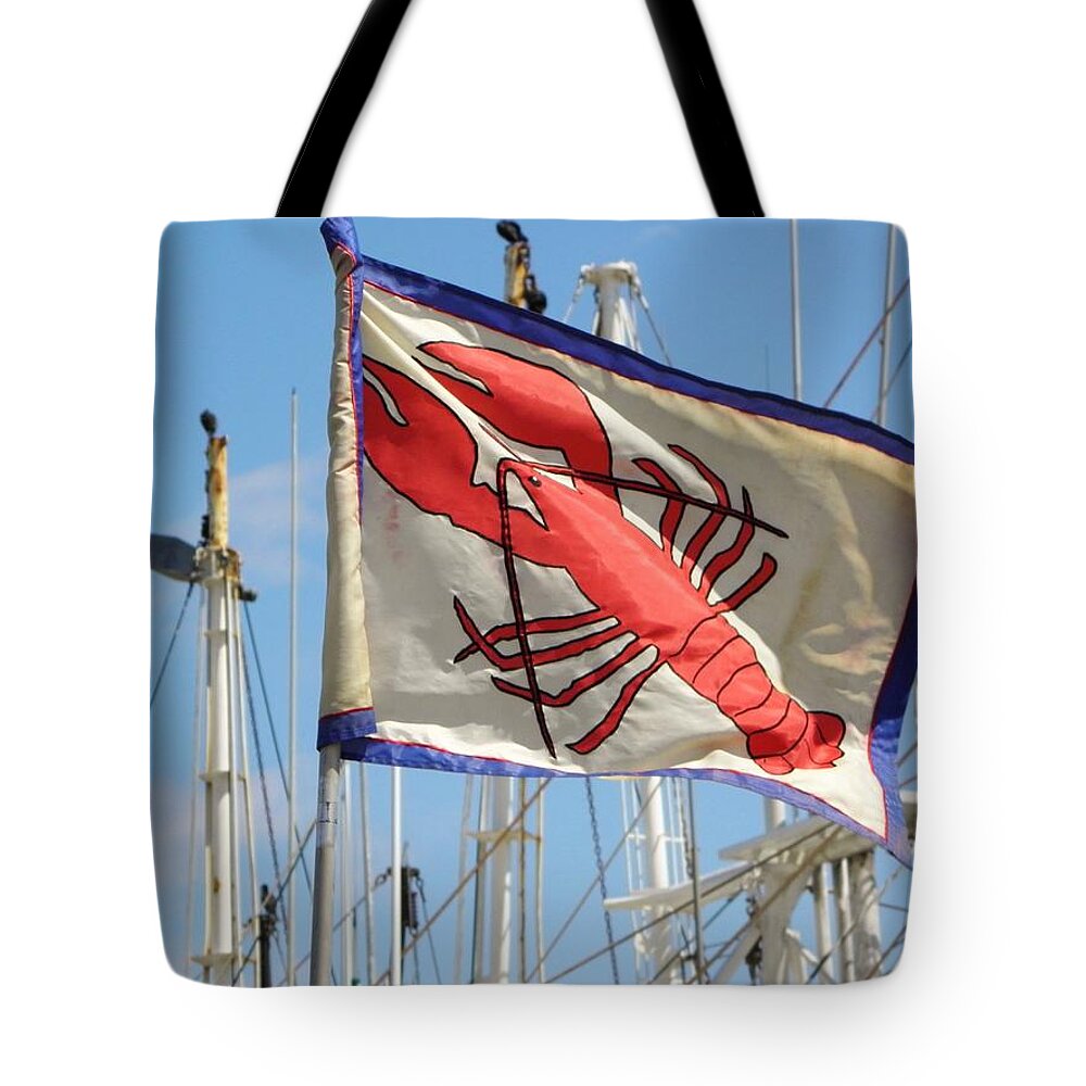 Lobster Tote Bag featuring the photograph Lobster Flag at the Point by Mary Carol Williams