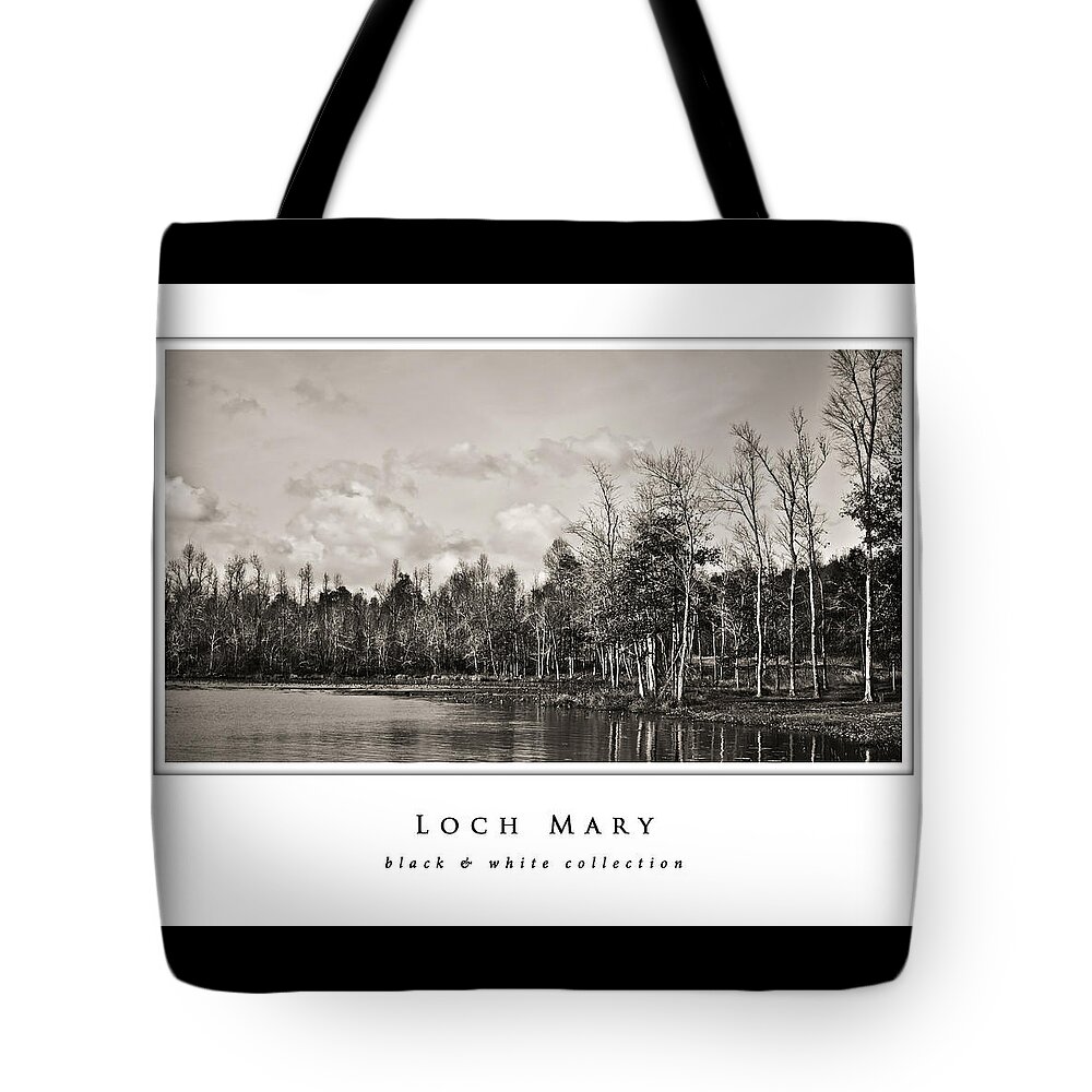 Loch Mary Black And White Collection Tote Bag featuring the photograph Loch Mary black and white collection by Greg Jackson
