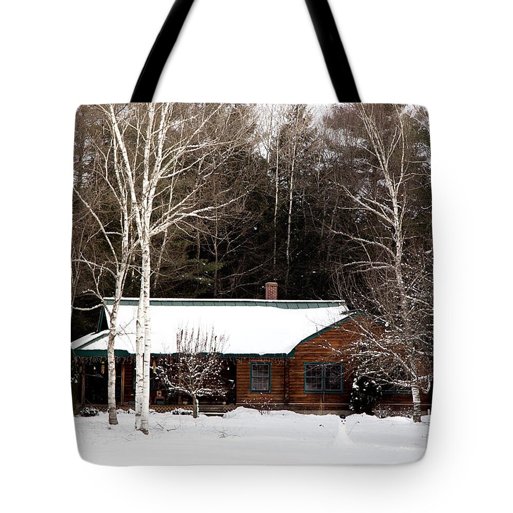 Log Cabin Tote Bag featuring the photograph Log Cabin by Courtney Webster