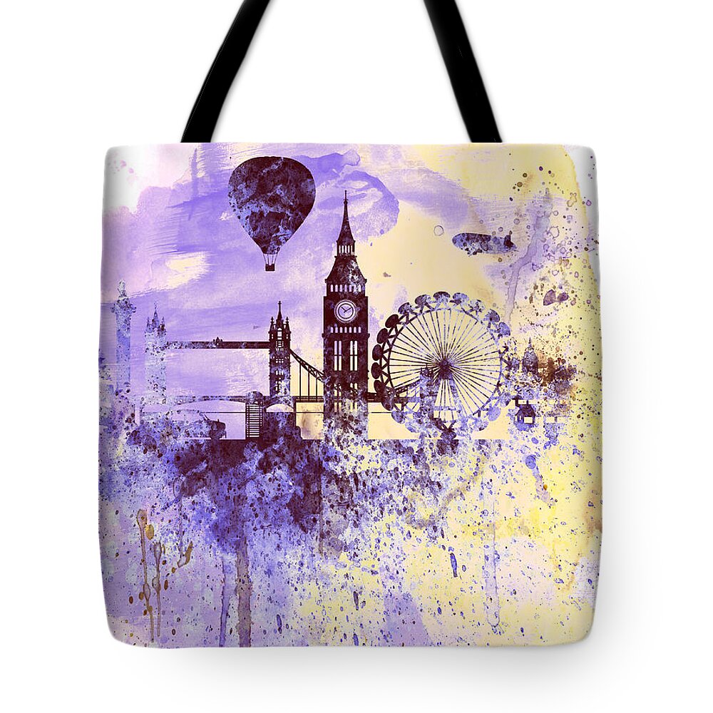 London Tote Bag featuring the painting London Watercolor Skyline by Naxart Studio