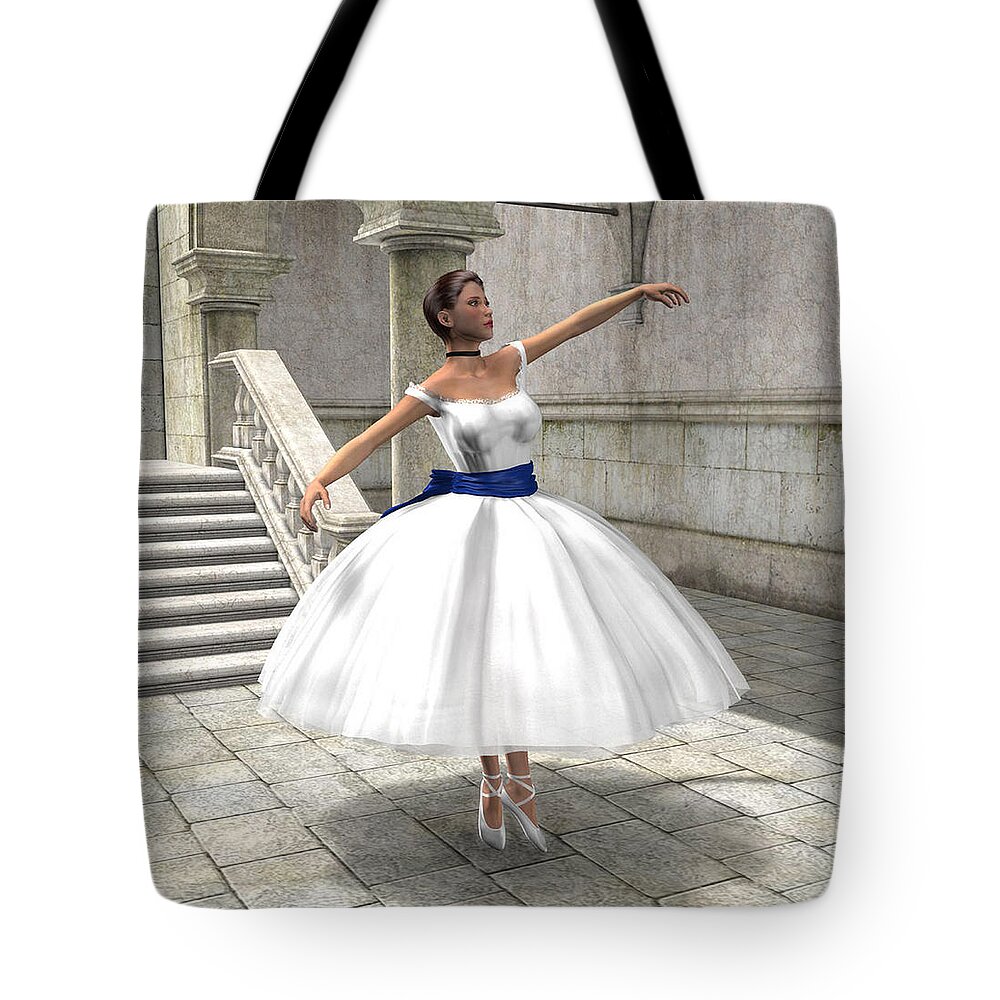 Ballet Tote Bag featuring the digital art Lone Ballet Dancer by Jayne Wilson