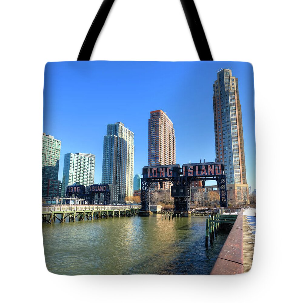 Apartment Tote Bag featuring the photograph Long Island City Gantry Cranes, New York by Pawel.gaul