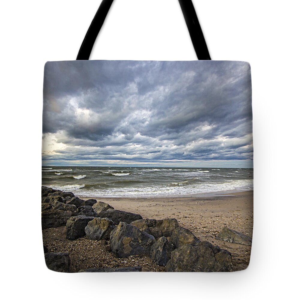 Whitecaps Tote Bag featuring the photograph Long Island Sound Whitecaps by Robert Seifert