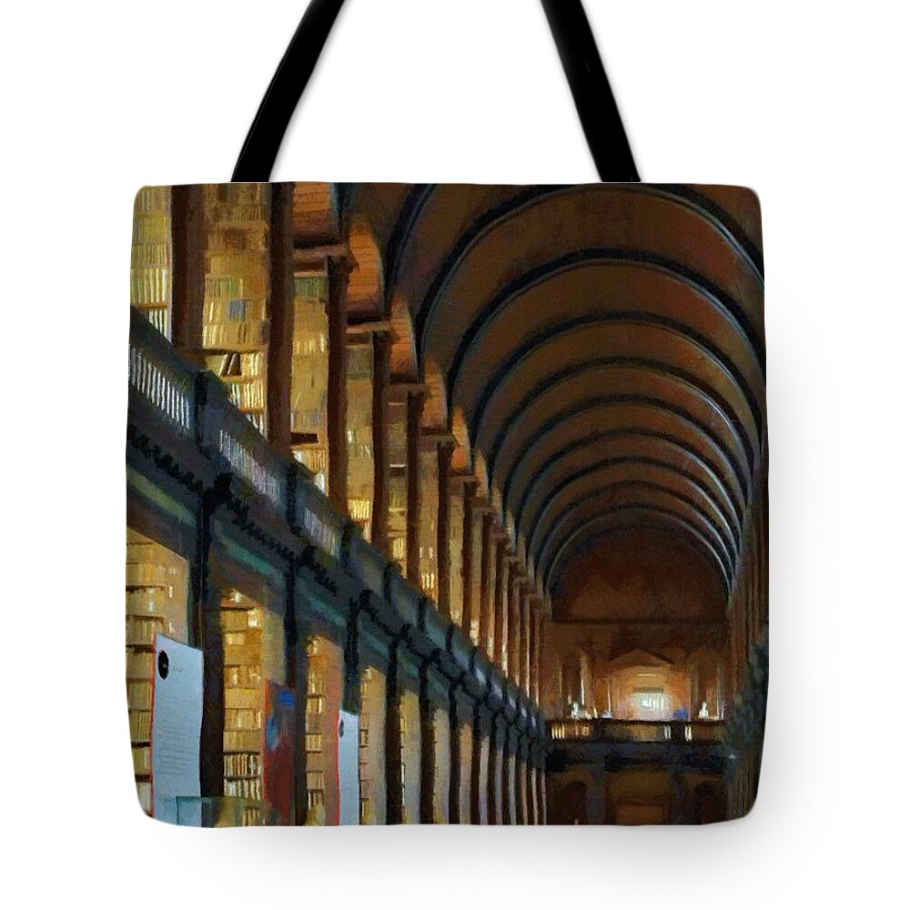Dublin Tote Bag featuring the painting Long Room by Jeffrey Kolker