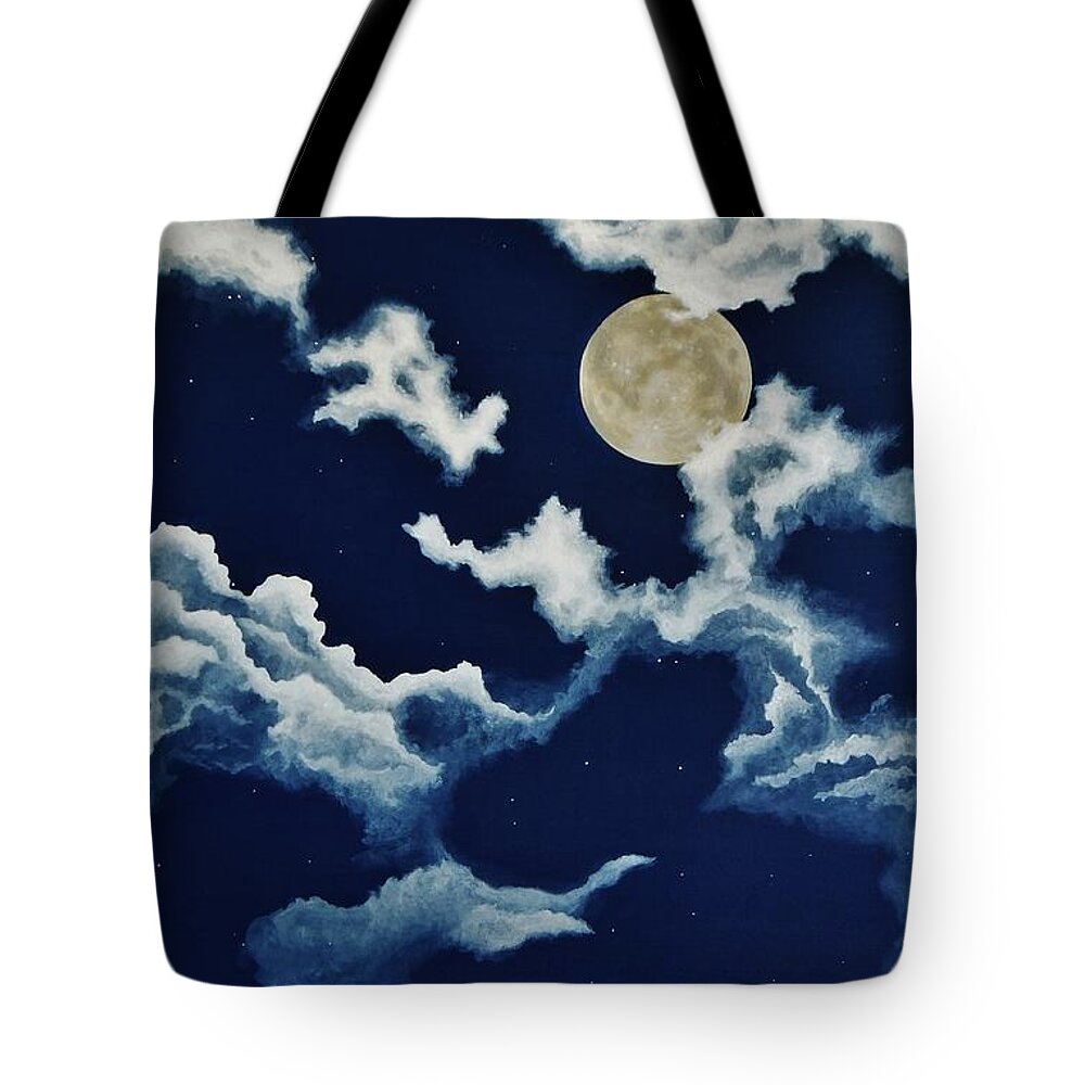 Print Tote Bag featuring the painting Look at the Moon by Katherine Young-Beck