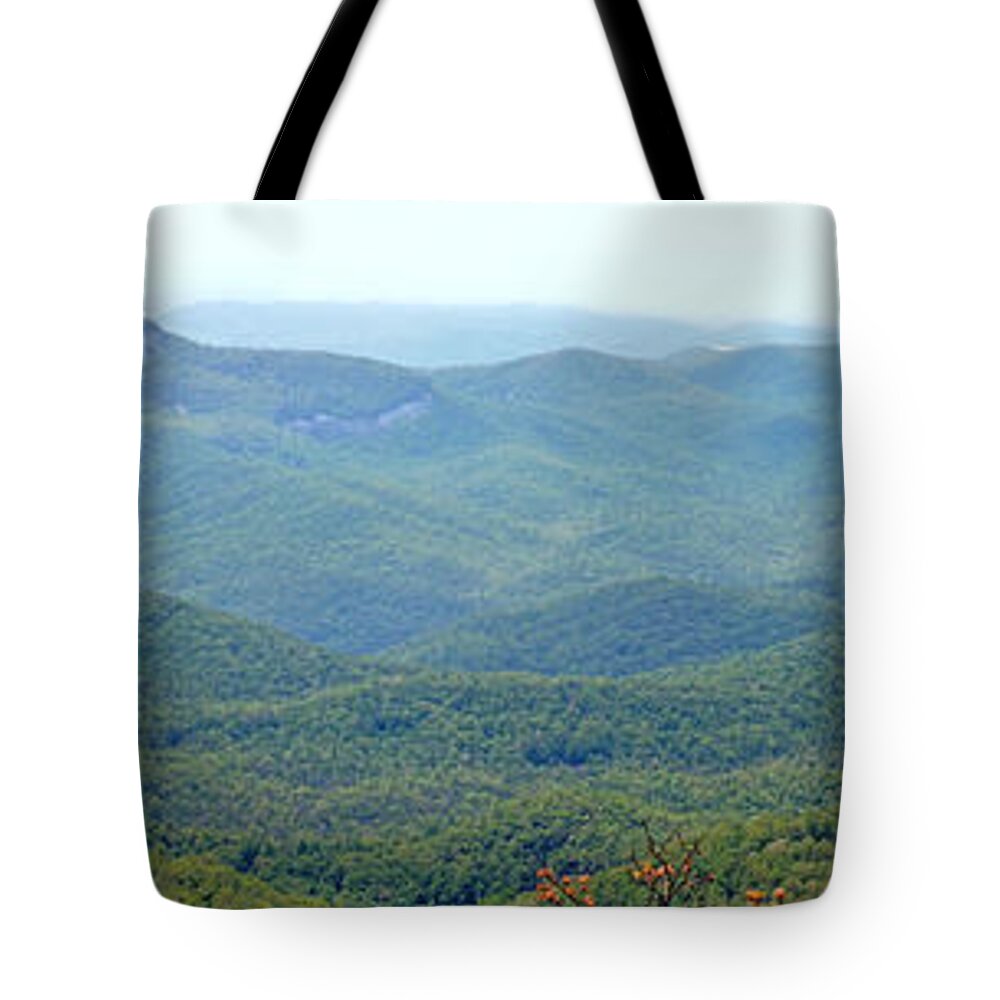 Duane Mccullough Tote Bag featuring the photograph Looking Glass Rock and Valley in the Spring by Duane McCullough