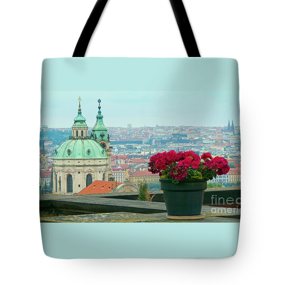 Prague Tote Bag featuring the photograph Looking Over Prague by Ann Horn