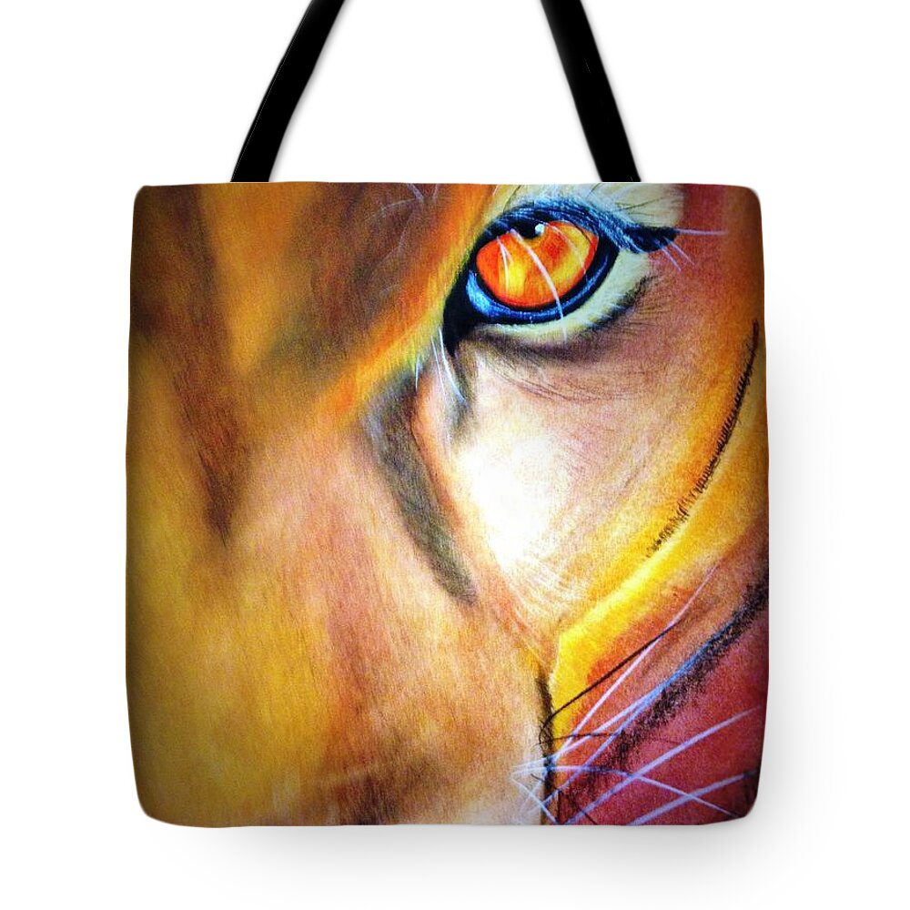 Mountain Lion Tote Bag featuring the painting Looks That Kill by Renee Michelle Wenker