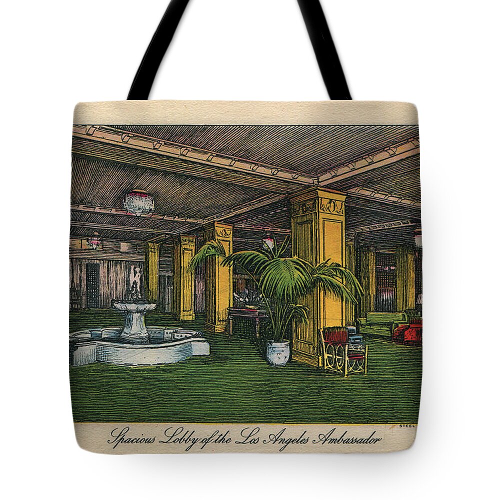 Ambassador Tote Bag featuring the photograph Los Angeles Ambassador Hotel Lobby #2 by Sad Hill - Bizarre Los Angeles Archive