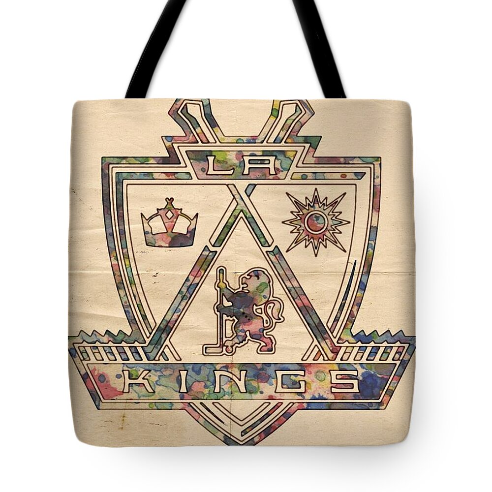 Los Angeles Kings Tote Bag featuring the painting Los Angeles Kings Hockey Poster by Florian Rodarte