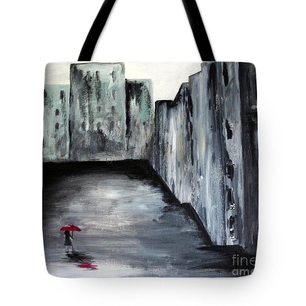 City Tote Bag featuring the painting Lost in Life by Julie Lueders 