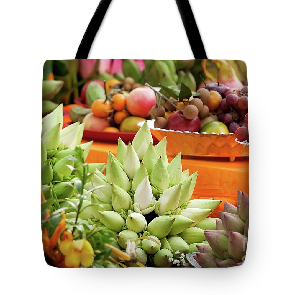 Cambodia Tote Bag featuring the photograph Lotus Buds 02 by Rick Piper Photography