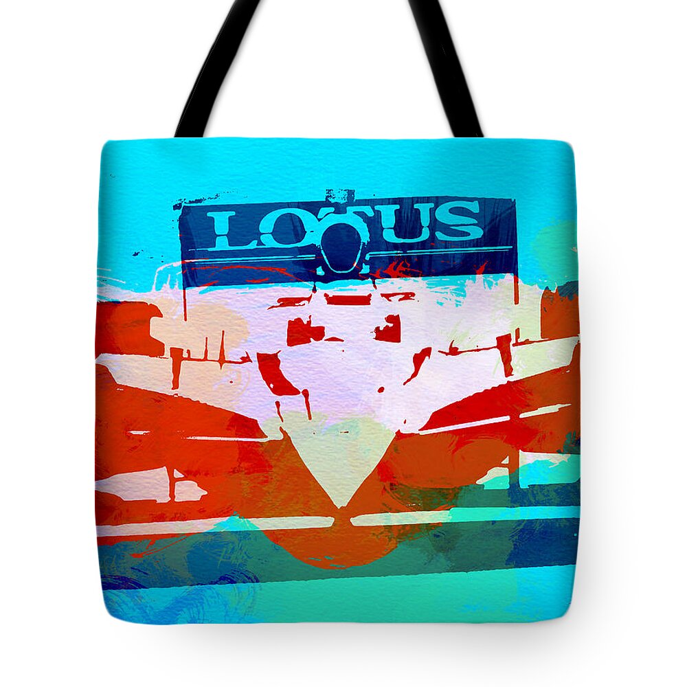 Lotus Tote Bag featuring the painting Lotus F1 Racing by Naxart Studio