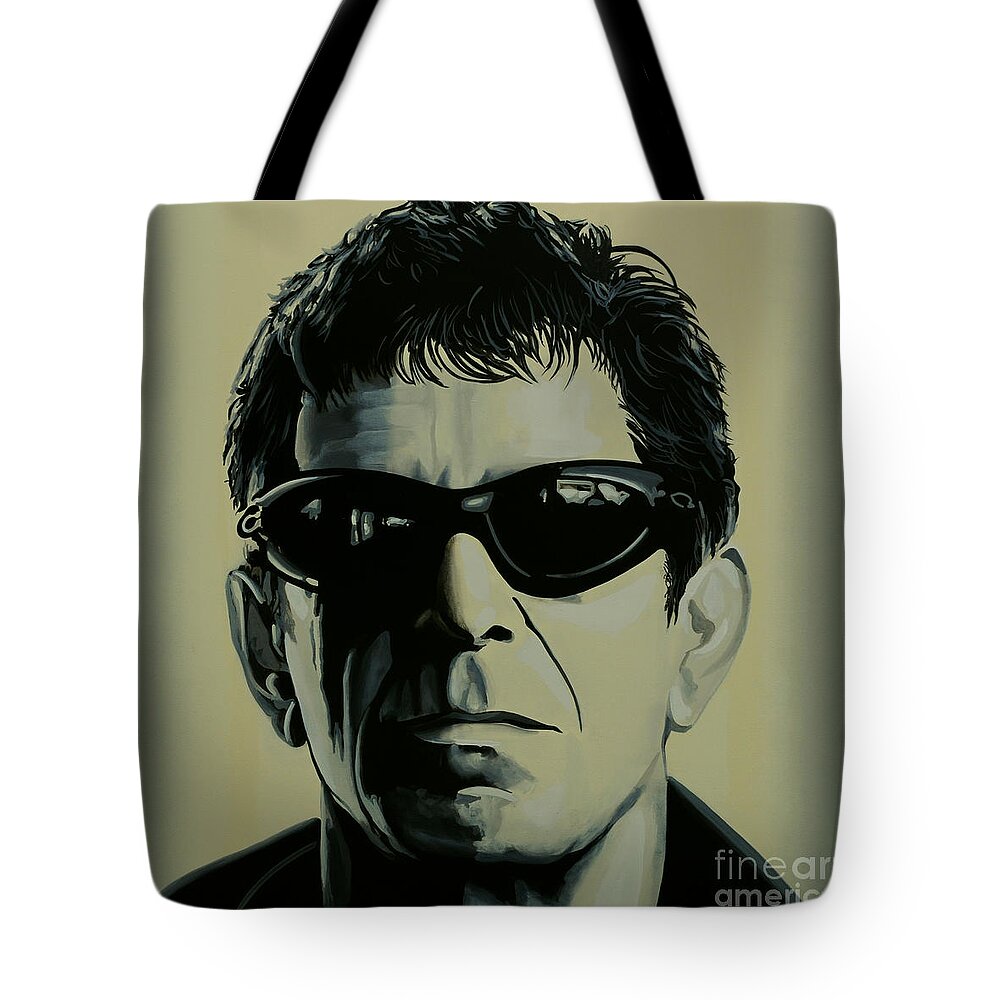 Lou Reed Tote Bag featuring the painting Lou Reed Painting by Paul Meijering