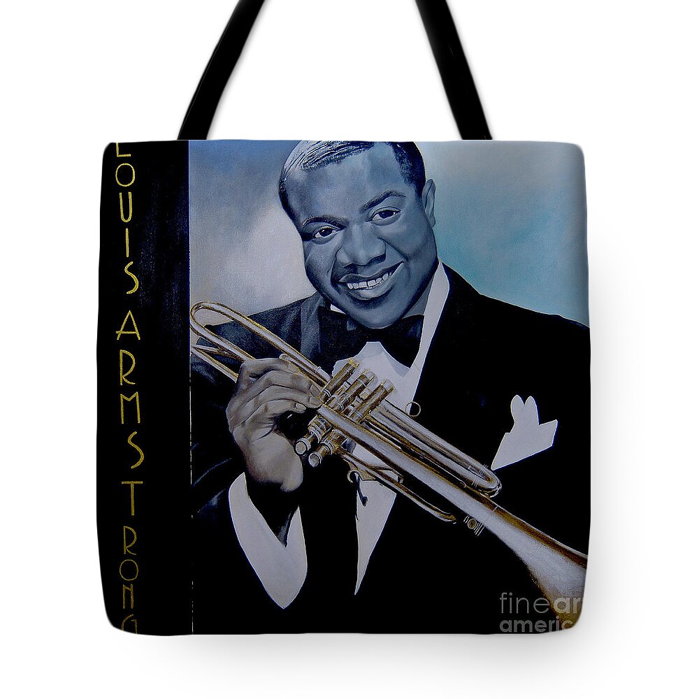 Jazz Tote Bag featuring the painting Louis Armstrong by Michelle Brantley