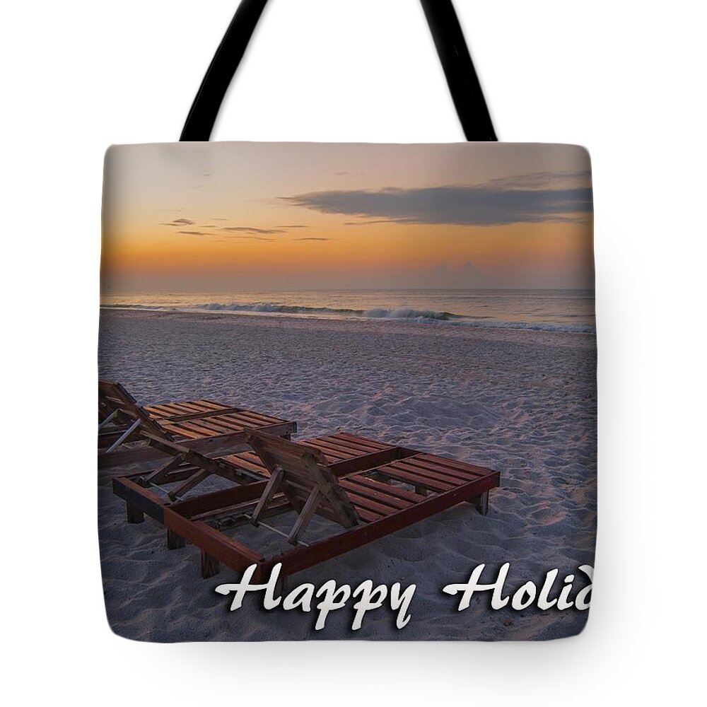 Christmas Tote Bag featuring the digital art Lounging on a Golden Beach by Michael Thomas