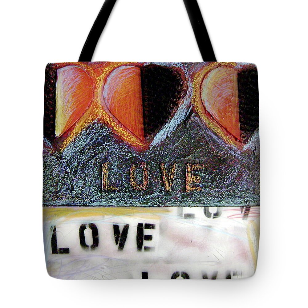 Red Hearts Tote Bag featuring the painting Love by Gerry High