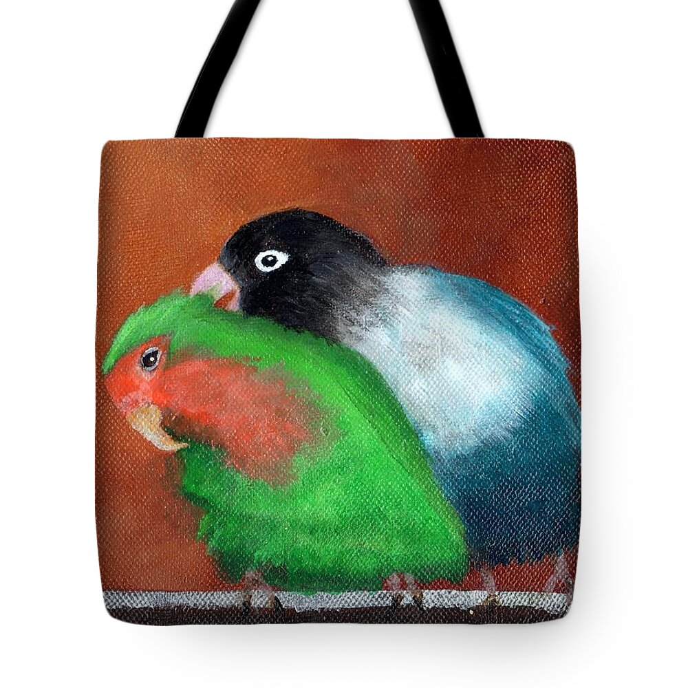 Birds Tote Bag featuring the painting Lovebird Love by Deborah Naves