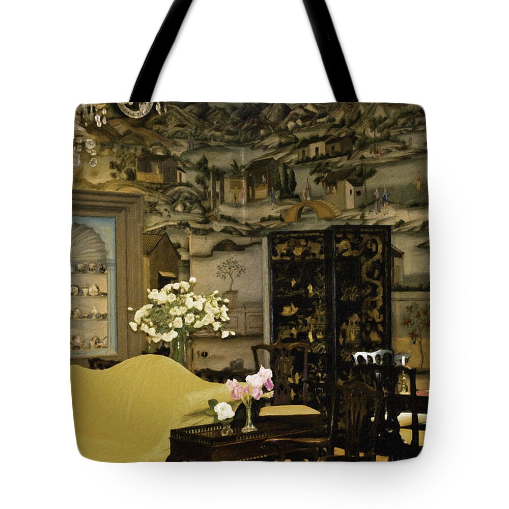 Winterthur Gardens Tote Bag featuring the mixed media Lovely Room At Winterthur Gardens by Trish Tritz