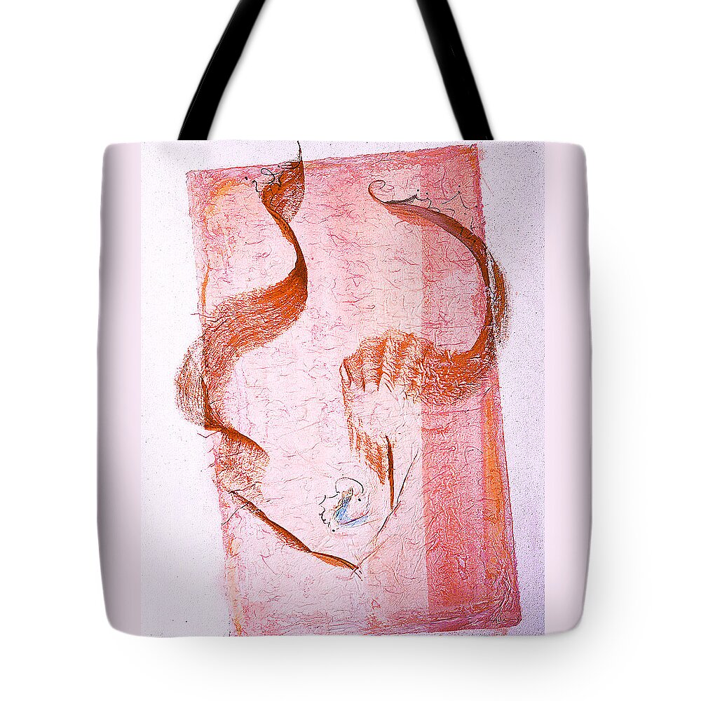 Abstract Painting Tote Bag featuring the painting Lovers Dance in Pink with Sienna by Asha Carolyn Young