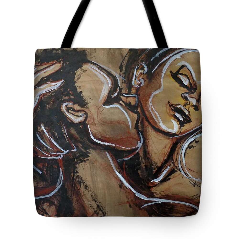 Lovers Tote Bag featuring the painting Lovers - First Love by Carmen Tyrrell