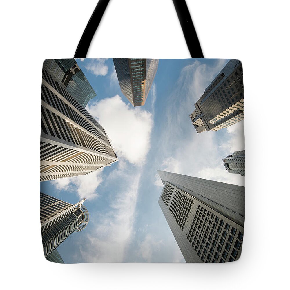 Corporate Business Tote Bag featuring the photograph Low Angle View Of Modern Office by Thant Zaw Wai
