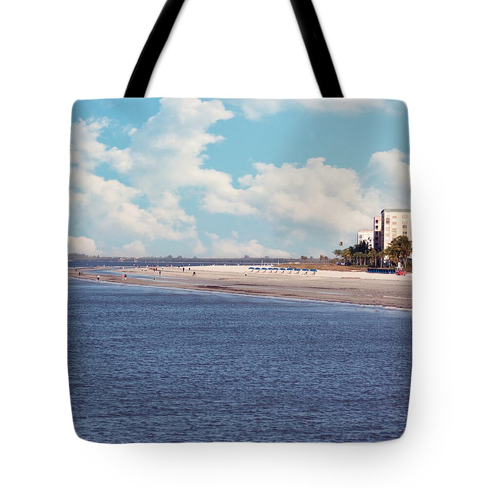 Pier Tote Bag featuring the photograph Low Tide - Fort Myers Beach by Kim Hojnacki