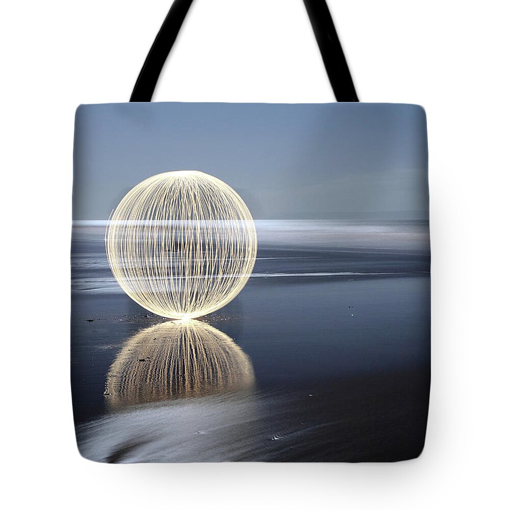 Light Painting Tote Bag featuring the photograph Low Tide Reflection by Andrew John Wells