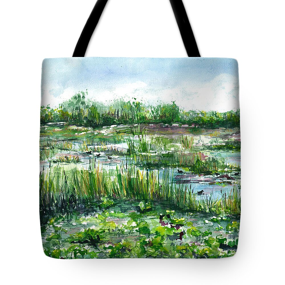 Marsh Tote Bag featuring the painting Loxahatchee Marsh by Janis Lee Colon