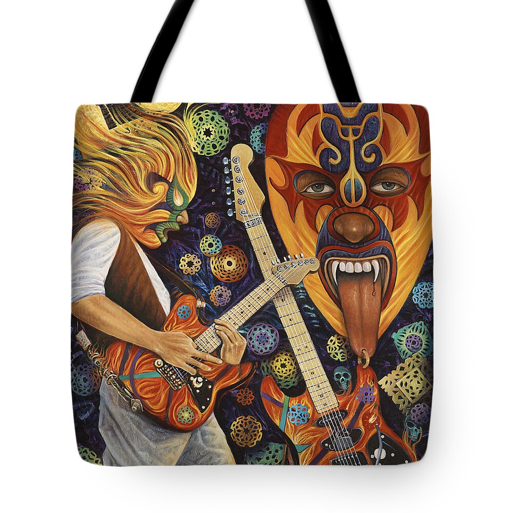 Lucha Tote Bag featuring the painting Lucha Rock by Ricardo Chavez-Mendez