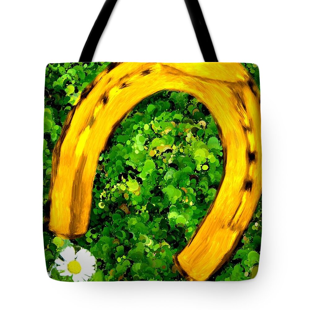 Horse Tote Bag featuring the painting Lucky Wedding Horse Shoe by Bruce Nutting