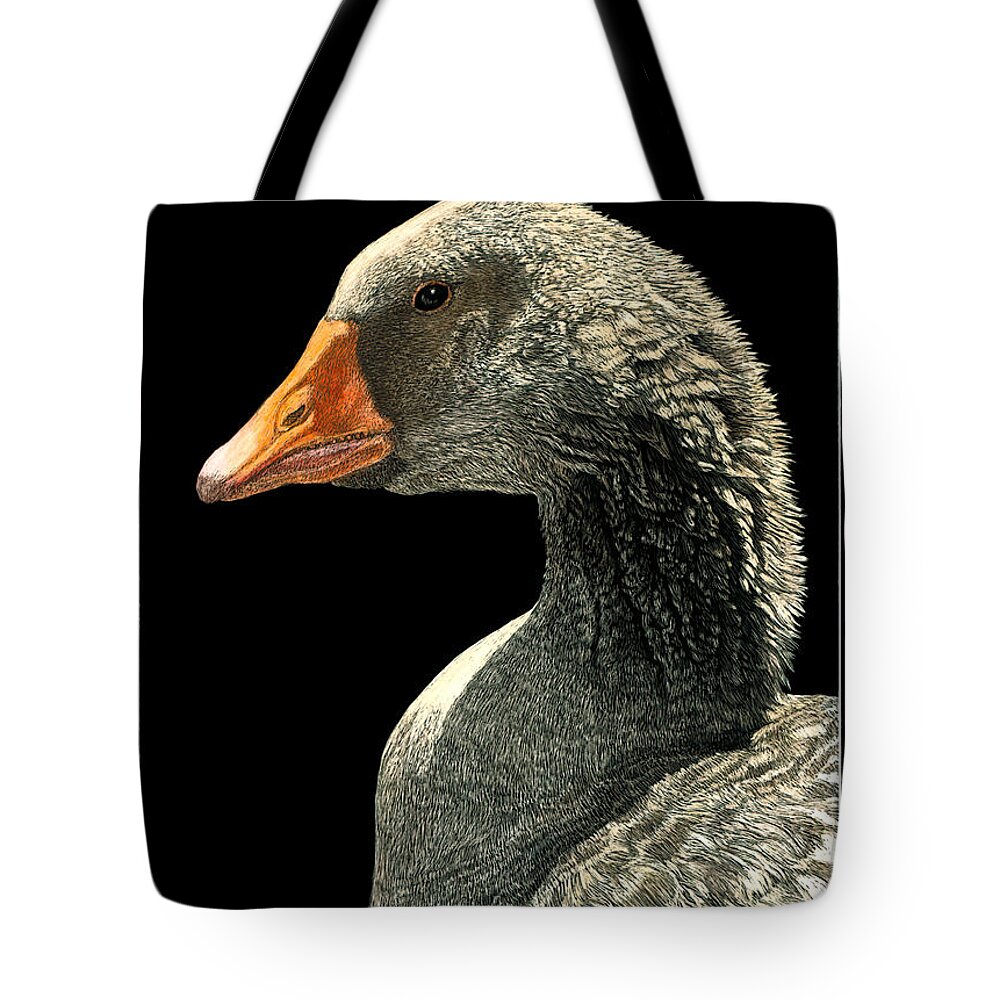 Goose Tote Bag featuring the drawing Lucy by Ann Ranlett