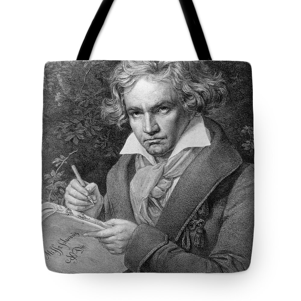 Portrait Tote Bag featuring the drawing Ludwig van Beethoven by Joseph Carl Stieler