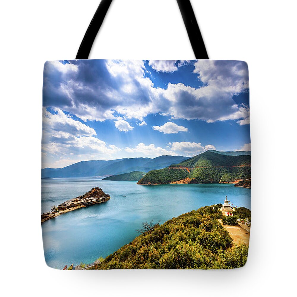 Scenics Tote Bag featuring the photograph Lugu Lake, Yunnan China by Feng Wei Photography