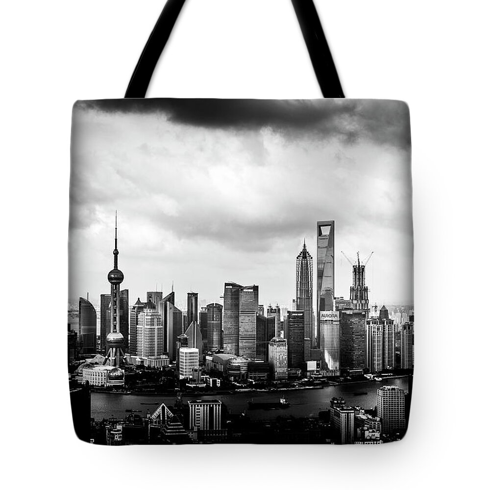 Tranquility Tote Bag featuring the photograph Lujiazui Skyline Shanghai by Butternbear