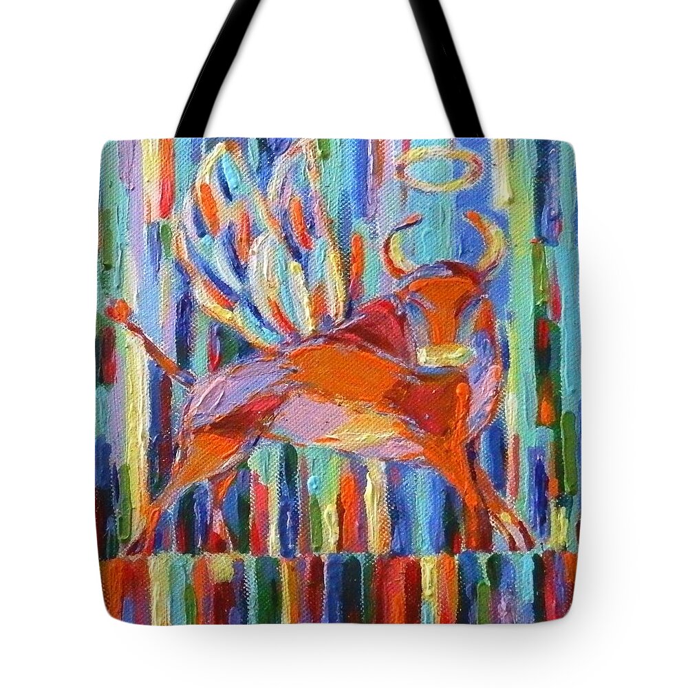 Evangelists Tote Bag featuring the painting Luke by Zofia Kijak