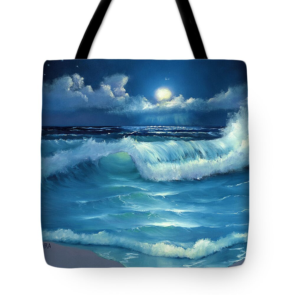 Seascape Tote Bag featuring the painting Lullaby in Moonlight by Kathie Camara