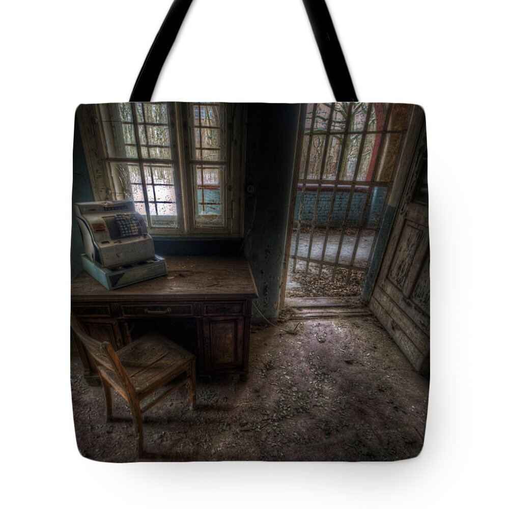 Hospital Tote Bag featuring the digital art Lunatic cash by Nathan Wright