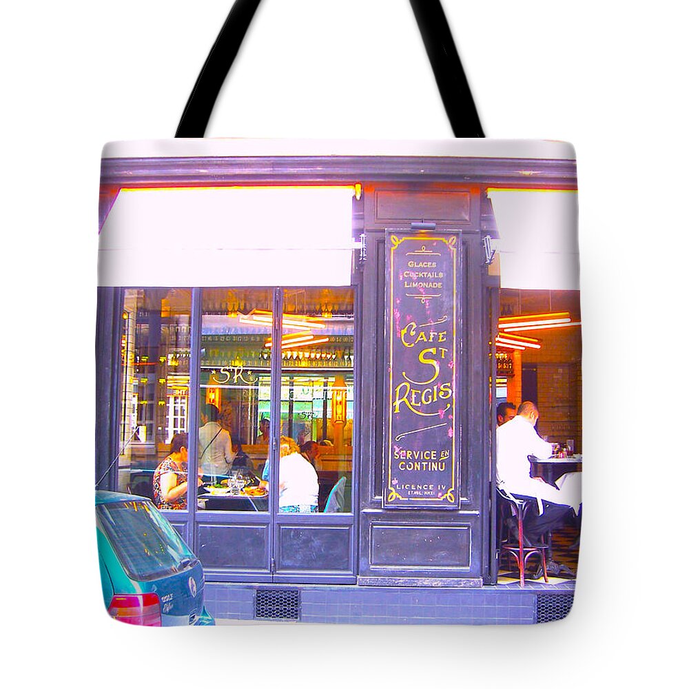 Cafe St Regis Tote Bag featuring the photograph Lunch time at the Cafe St Regis in Paris by Jan Matson